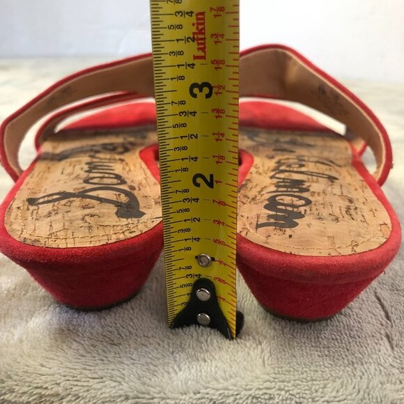 Sam Edelman Lanelle Nubuck Red Suede Leather Open Toe Sandal Size 8 - Picture 6 of 14